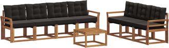 vidaXL Conjunto De Sof&aacute;s De Exterior 8 Uds. Natural Y Negro Vidaxl