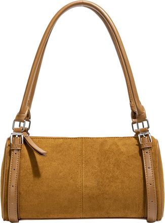 Generic Cymwer Cylinder Bag Elegant Sling Bag Large Solid Color Shoulder Bag for Women (Brown)