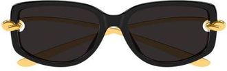 Bottega Veneta BV1440SA Rectangle Sunglasses in Black at Nordstrom