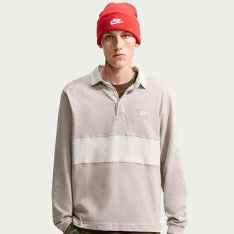 Nike Mens Club Long-Sleeve Rugby Top in Brown | IM5572-211