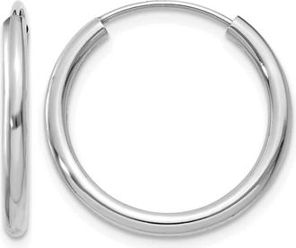 Diamond2Deal 14k White Gold Polished Endless 2mm Huggie Hoop Earrings