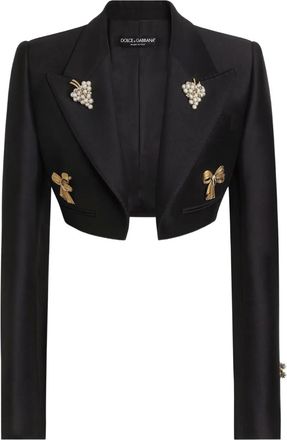 Dolce & Gabbana cropped blazer - women - Virgin Wool/Silk - 44 - Black