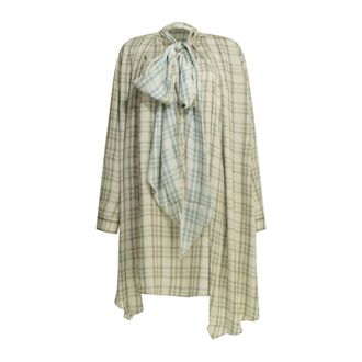 Acne Studios Plaid Tie-Neck Dress - Dames - Jurken - Groen - Maat: XS Viscose