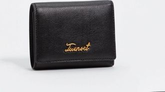 Twinset Portafoglio Tri-Fold in pelle sintetica con logo metallico
