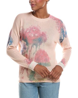 Autumn Cashmere Floral Print Relax Crewneck Cashmere Sweater
