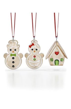 Swarovski Holiday Cheers Set of 3 Crystal Gingerbread Ornaments in White at Nordstrom