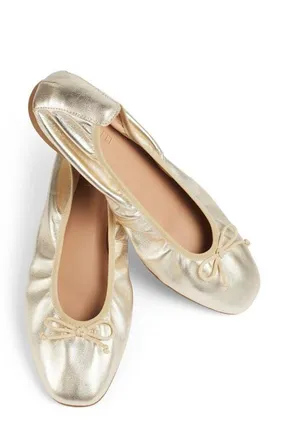 L.k. Bennett Trilly Metallic Ballet Flat in Champagne at Nordstrom, Size 7Us