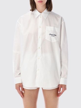 Sporty & Rich Relaxed Fit Cotton Shirt with Contrast Logo