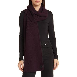 AllSaints Traveling Rib Knit Scarf in Port at Nordstrom