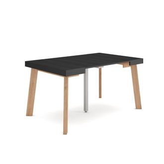 Skraut Home Mesa Consola Extensible, Mesa Comedor Plegable, 140, Para 6 Comensales, Patas De Madera, Estilo Moderno, Negro - Skraut Home