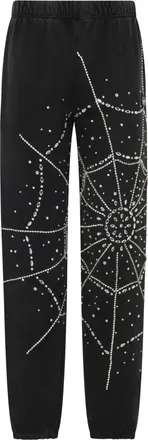 Philipp Plein Washed Joggers Spiderweb Strass