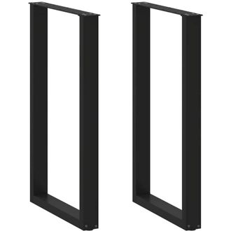 vidaXL Patas Para Mesa De Bar En Forma De U (2 Unidades), Color Negro, 60 X 100-101 Cm, Acero Vidaxl