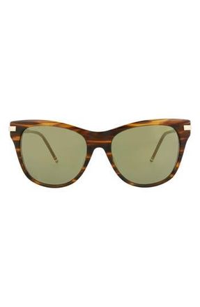 Thom Browne 56mm Cat Eye Sunglasses in Walnut Gold Green at Nordstrom Rack
