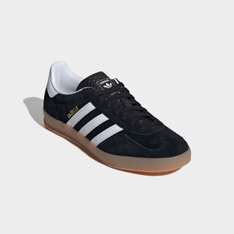 adidas Sneaker ADIDAS ORIGINALS GAZELLE INDOOR, Herren, Gr. 38,5, core schwarz, ftwr wei&szlig;, gum 2, Leder, Synthetik, Schuhe Sneaker
