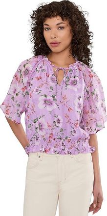 CeCe by Cynthia Steffe Ruffle Raglan Keyhole Tie Top Womens Clothing Fair Orchid : MD, Polyester
