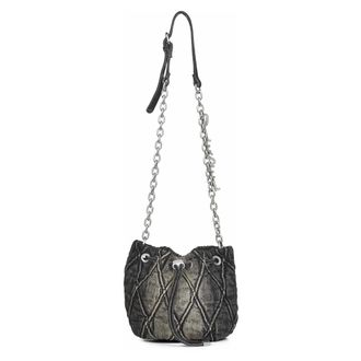 Diesel Black Denim Bucket Bag with Crystal Charms