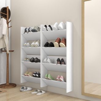 vidaXL Vidaxl - Zapateros De Pared 4 Uds Madera Contrachapada Blanco 60x18x60cm
