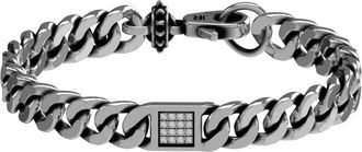 John Richmond Breed gaasarmband met centraal pav&eacute;-detail - Dames - Armbanden - Grijs - ONE Size - Accessoires