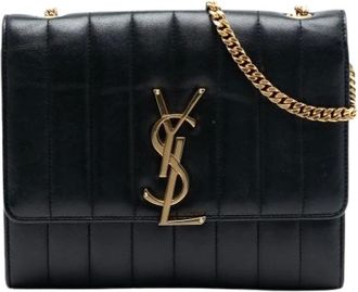 Saint Laurent Pre-owned Cross Body Bags, female, Black, Size: ONE SIZE Pre-owned Vicky Chain Wallet