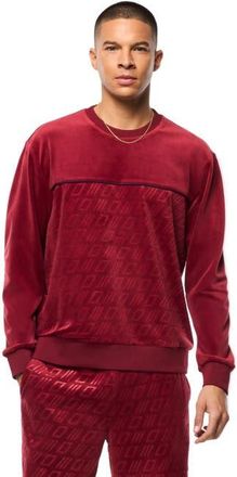 Sergio Tacchini Bandiera Debossed Velour Crewneck in Rhubarb at Nordstrom, Size Xxx-Large