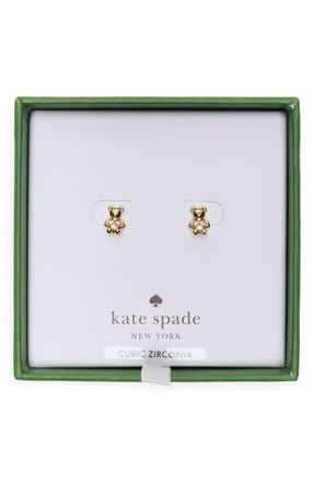 Kate Spade New York mini bear stud earrings in Clear/Gold at Nordstrom Rack