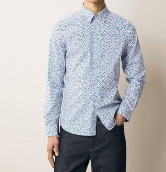 Paul Smith Short Sleeve Tailored Fit Shirt In Blue Multicolor