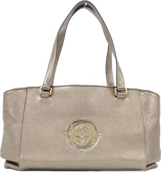 Loewe Beige Beige Gold Gold Leather Handbag Tote Bag (Pre-Owned)
