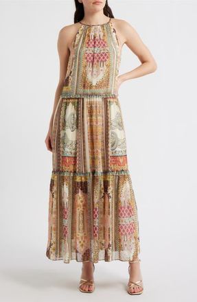 Elie Tahari Aurora Baroque Print Sleeveless Tiered Dress at Nordstrom, Size X-Small