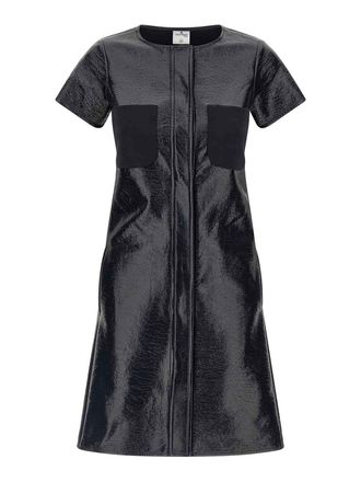 Courr&egrave;ges Blue 2-Pocket Vinyl Cotton Dress