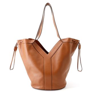 Saint Laurent Brown Leather Handbag Tote Bag (Pre-Owned)