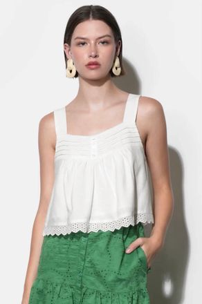 Greylin Elani Eyelet Tank Top In White