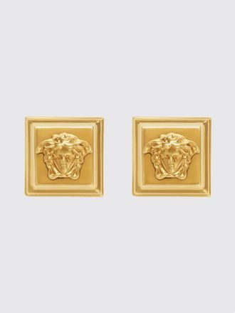 Versace Orecchini a bottone in ottone con logo Medusa in rilievo