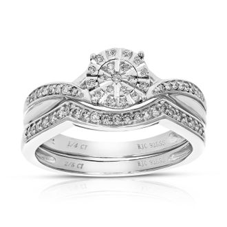 Vir Jewels 1/5 cttw Lab Grown Diamond Wedding Bridal Set in Sterling Silver For Women