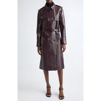 Courr&egrave;ges Vinyl Trench Coat in Burnt Red at Nordstrom, Size 38