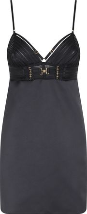 Elisabetta Franchi Black Metal Logo Sweetheart Polyester Mini Dress