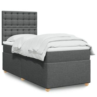 vidaXL Vidaxl - Cama Box Spring Con Colch&oacute;n Tela Gris Oscuro 80x200 Cm