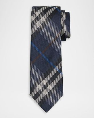 Burberry Mens Check Silk Tie