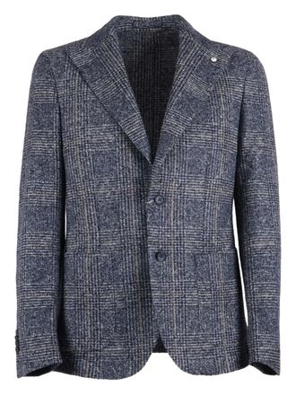 L.B.M. 1911 buttoned check-pattern blazer - Blauw