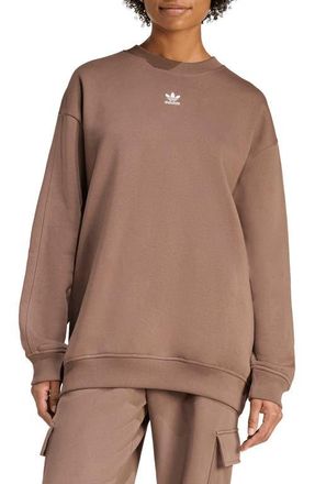 adidas Originals Essentials Oversize Crewneck Sweatshirt in Earth Strata at Nordstrom, Size X-Small