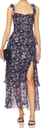 Astr Mellorie Dress In Dark Blue Floral