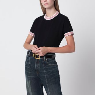 Versace T-shirt nera in stretch jersey di cotone