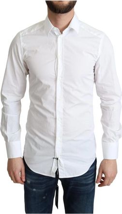 Dolce & Gabbana Casual Shirts - Heren - Casual Overhemden - Wit - XS - Katoen - Overhemden