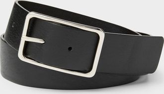 Simons Womens Silver rectangle buckle wide leather belt