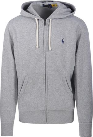 Ralph Lauren Hoody Sweatshirt - Heren - Vesten met rits - Grijs - L - Leer - Hoodies & sweatvesten