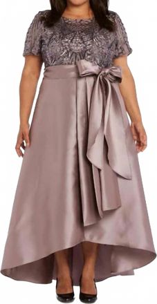 R & M Richards Sequin Bow-Front Dress - Plus In Plum