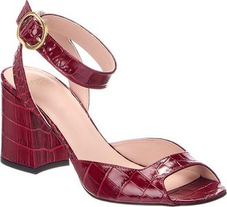 Valentino Croc-Embossed 80 Leather Sandal