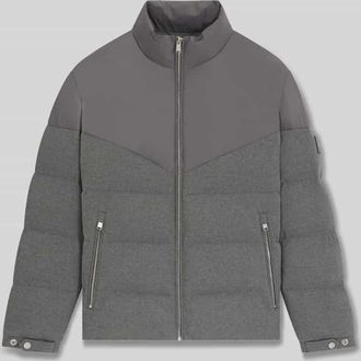 HUGO BOSS Regular Fit Steppjacke mit gebürstetem Flanell Modell H-CLANELLO1 in Hellgrau, Größe 48