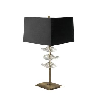 Netlighting Akira Table Lamp 2 Light E27 Antique Brass With Black Shade in Bronze