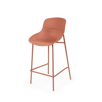 Koketto Home Taburete de polipropileno y patas metalicas terracota
