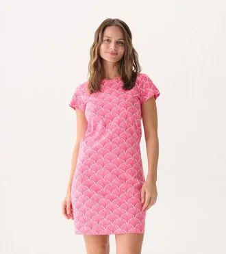 Hatley Crew Neck T-Shirt Mini Dress In Coral Fans